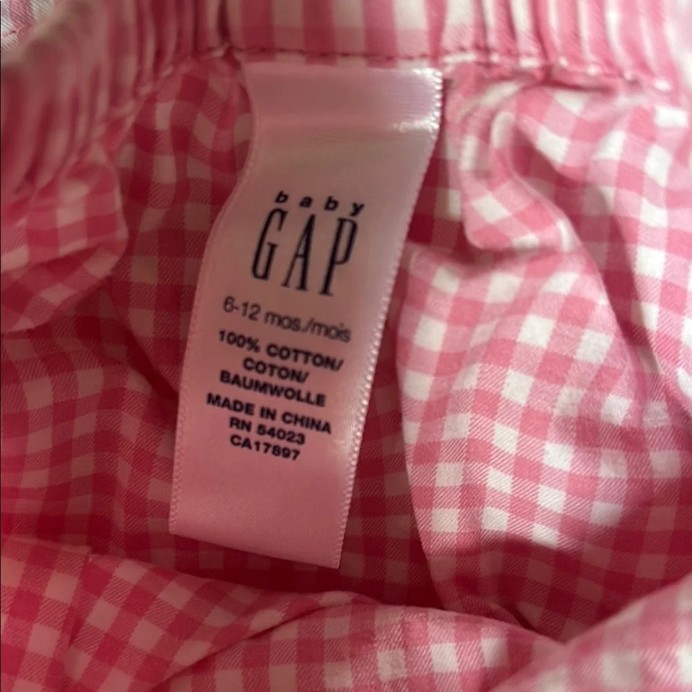 GAP Pink Gingham Kids Overalls Set